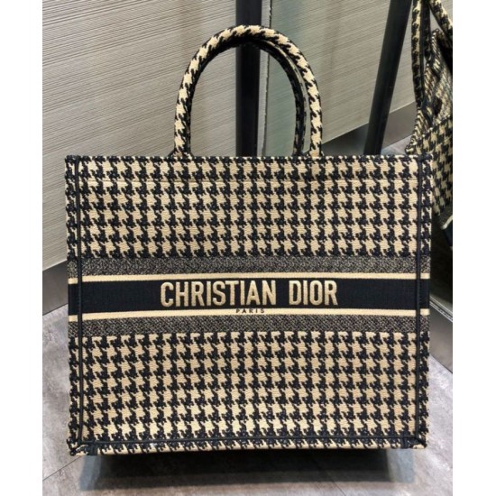Replica Christian Dior Houndstooth Embroidery Book Tote Handbag Cream Replica Christian Dior Houndstooth Embroidery Book Tote Handbag Cream