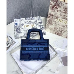 Replica Christian Dior Book Tote Mini Camouflage Embroidered Tote Dark Blue Fake Christian Dior Book Tote Mini Camouflage Embroidered Tote Dark Blue Replica