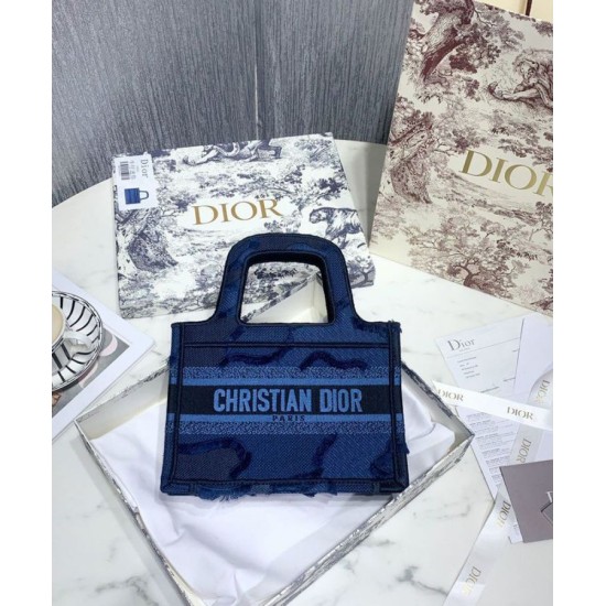 Replica Christian Dior Book Tote Mini Camouflage Embroidered Tote Dark Blue Fake Christian Dior Book Tote Mini Camouflage Embroidered Tote Dark Blue Replica