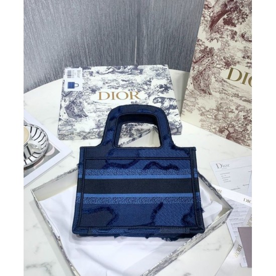 Replica Christian Dior Book Tote Mini Camouflage Embroidered Tote Dark Blue Fake Christian Dior Book Tote Mini Camouflage Embroidered Tote Dark Blue Replica