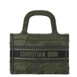 Fake Christian Dior Book Tote Mini Camouflage Embroidered Tote Green Replica