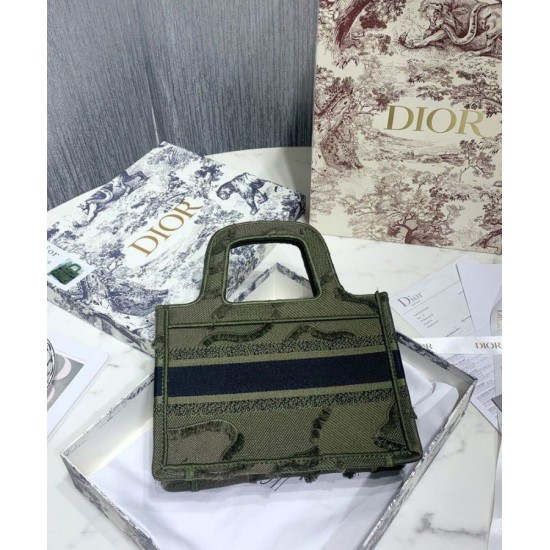 Replica Christian Dior Book Tote Mini Camouflage Embroidered Tote Green Fake Christian Dior Book Tote Mini Camouflage Embroidered Tote Green Replica