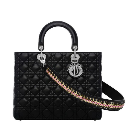 Fake Christian Dior Lady Dior Large Classic Tote Bag With Lambskin Black Replica Replica Christian Dior Lady Dior Large Classic Tote Bag With Lambskin Black