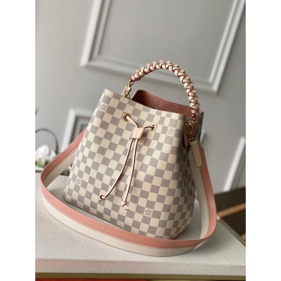 Fake Louis Vuitton NeoNoe MM With Braided Handle Damier Azur N40344 Replica