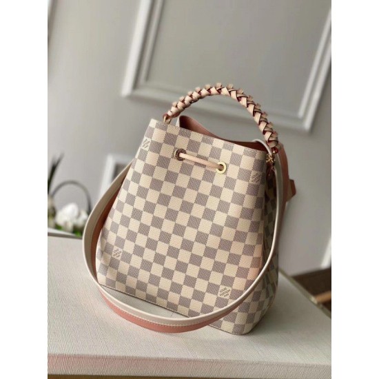 Fake Louis Vuitton NeoNoe MM With Braided Handle Damier Azur N40344 Replica