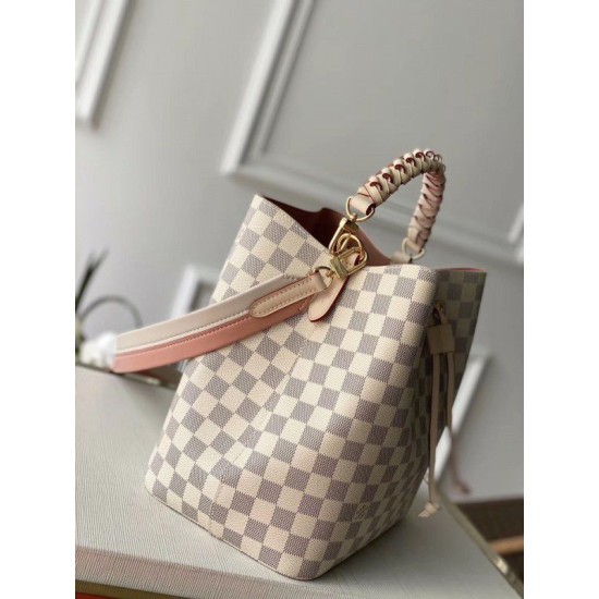 Fake Louis Vuitton NeoNoe MM With Braided Handle Damier Azur N40344 Replica