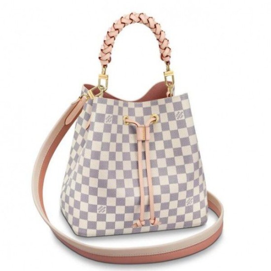 Fake Louis Vuitton NeoNoe MM With Braided Handle Damier Azur N40344 Replica