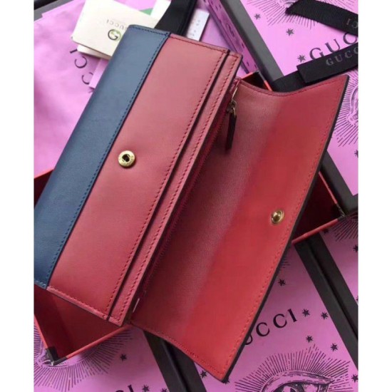 Replica Gucci Margaret Queen leather wallet 476064 Dark Blue Fake Gucci Margaret Queen leather wallet 476064 Dark Blue Replica