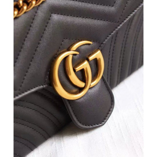 Fake Gucci GG Marmont Matelasse Mini Bag 443497 Black Replica Fake Gucci GG Marmont Matelasse Mini Bag 443497 Black Replica