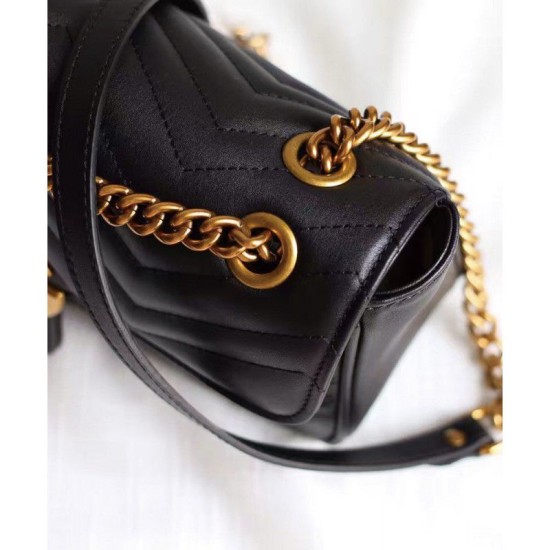 Fake Gucci GG Marmont Matelasse Mini Bag 443497 Black Replica Fake Gucci GG Marmont Matelasse Mini Bag 443497 Black Replica