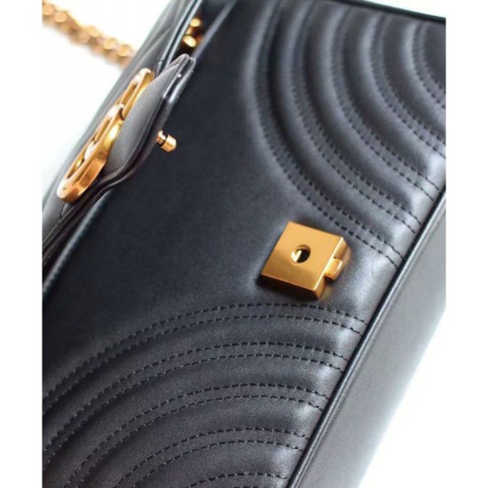 Fake Gucci GG Marmont Matelasse Mini Bag 443497 Black Replica Fake Gucci GG Marmont Matelasse Mini Bag 443497 Black Replica