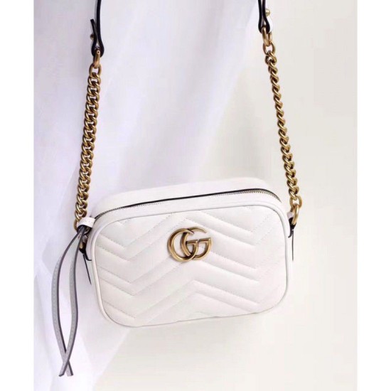 Replica Gucci GG Marmont Matelasse Mini Bag 448065 White Replica Gucci GG Marmont Matelasse Mini Bag 448065 White