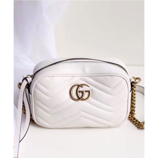 Replica Gucci GG Marmont Matelasse Mini Bag 448065 White Replica Gucci GG Marmont Matelasse Mini Bag 448065 White