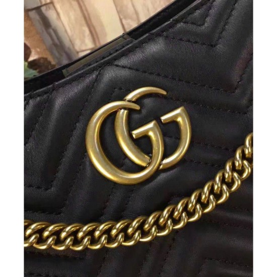 Fake Gucci GG Marmont Matelasse Shoulder Bag 453569 Black Replica Replica Gucci GG Marmont Matelasse Shoulder Bag 453569 Black