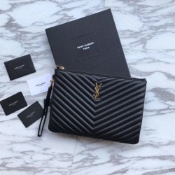Replica YSL Saint Laurent Monogram Tablet Pouch Matelasse Leather Black