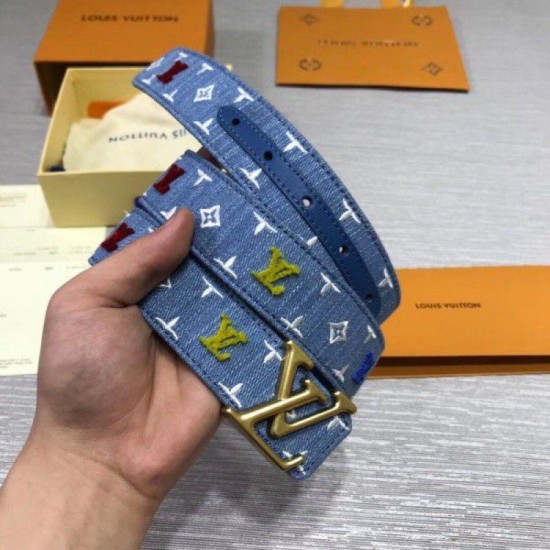 Fake Louis Vuitton New Wave 35mm Belt Monogram Denim M0146U Replica