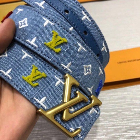 Fake Louis Vuitton New Wave 35mm Belt Monogram Denim M0146U Replica