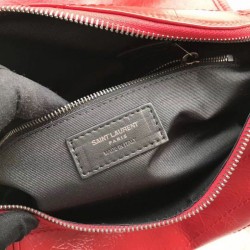 Fake YSL Saint Laurent  Niki Body Bag Crinkled Vintage Leather Red Replica