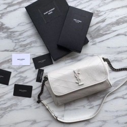 Replica YSL Saint Laurent  Niki Body Bag Crinkled Vintage Leather White