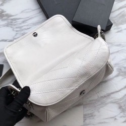 Replica YSL Saint Laurent  Niki Body Bag Crinkled Vintage Leather White