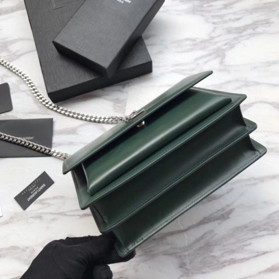 Fake YSL Saint Laurent Medium Sunset Bag Smooth Leather Green Replica Replica YSL Saint Laurent Medium Sunset Bag Smooth Leather Green