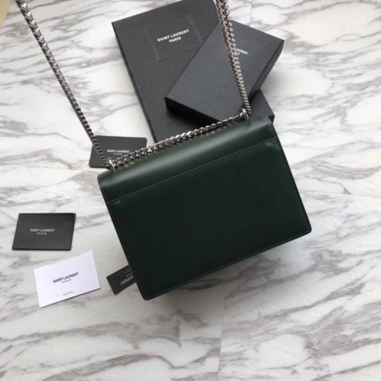 Fake YSL Saint Laurent Medium Sunset Bag Smooth Leather Green Replica Replica YSL Saint Laurent Medium Sunset Bag Smooth Leather Green