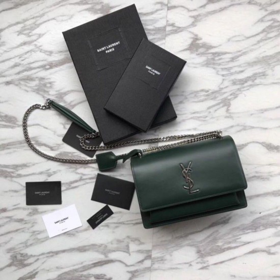 Fake YSL Saint Laurent Medium Sunset Bag Smooth Leather Green Replica Replica YSL Saint Laurent Medium Sunset Bag Smooth Leather Green