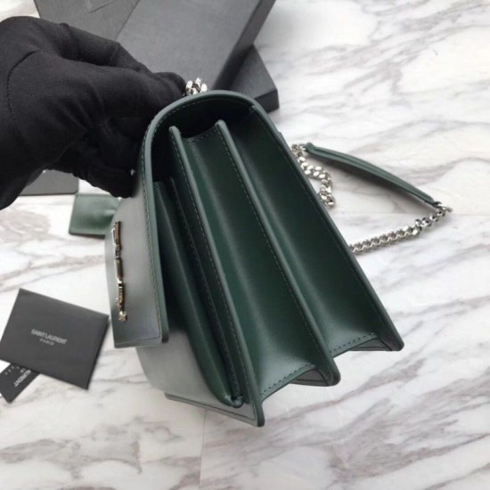 Fake YSL Saint Laurent Medium Sunset Bag Smooth Leather Green Replica Replica YSL Saint Laurent Medium Sunset Bag Smooth Leather Green
