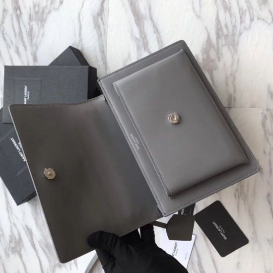 Fake YSL Saint Laurent Medium Sunset Bag Smooth Leather Gray Replica Replica YSL Saint Laurent Medium Sunset Bag Smooth Leather Gray
