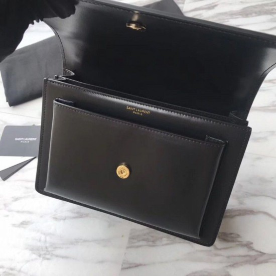 Fake YSL Saint Laurent Medium Sunset Bag Smooth Leather Black Gold Hardware Replica Replica YSL Saint Laurent Medium Sunset Bag Smooth Leather Black Gold Hardware