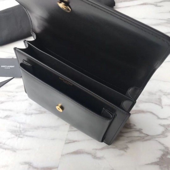 Fake YSL Saint Laurent Medium Sunset Bag Smooth Leather Black Gold Hardware Replica Replica YSL Saint Laurent Medium Sunset Bag Smooth Leather Black Gold Hardware