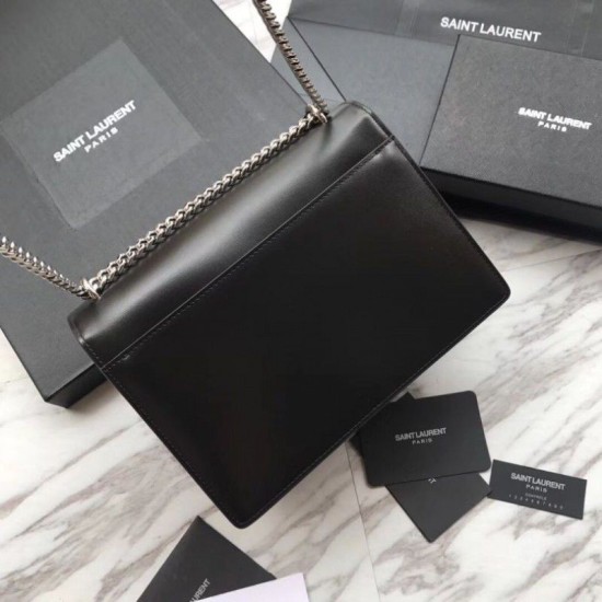 Replica YSL Saint Laurent Medium Sunset Bag Smooth Leather Black Silver Hardware Replica YSL Saint Laurent Medium Sunset Bag Smooth Leather Black Silver Hardware