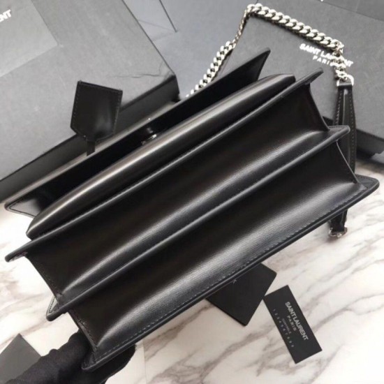 Replica YSL Saint Laurent Medium Sunset Bag Smooth Leather Black Silver Hardware Replica YSL Saint Laurent Medium Sunset Bag Smooth Leather Black Silver Hardware