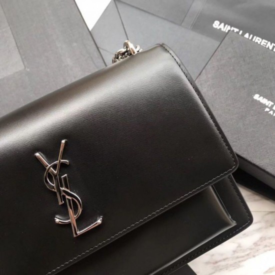 Replica YSL Saint Laurent Medium Sunset Bag Smooth Leather Black Silver Hardware Replica YSL Saint Laurent Medium Sunset Bag Smooth Leather Black Silver Hardware