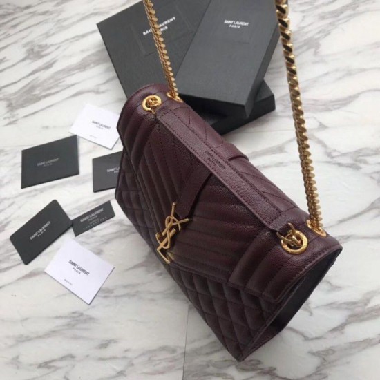 Replica YSL Saint Laurent Envelope Small Bag Grain Embossed Claret Fake YSL Saint Laurent Envelope Small Bag Grain Embossed Claret Replica