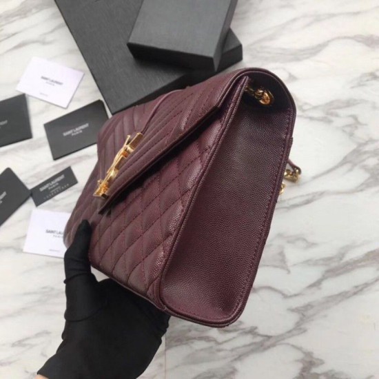 Replica YSL Saint Laurent Envelope Small Bag Grain Embossed Claret Fake YSL Saint Laurent Envelope Small Bag Grain Embossed Claret Replica
