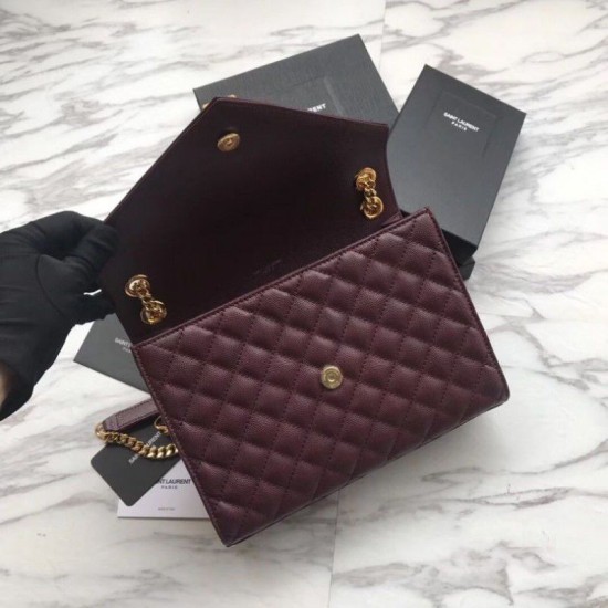 Replica YSL Saint Laurent Envelope Small Bag Grain Embossed Claret Fake YSL Saint Laurent Envelope Small Bag Grain Embossed Claret Replica