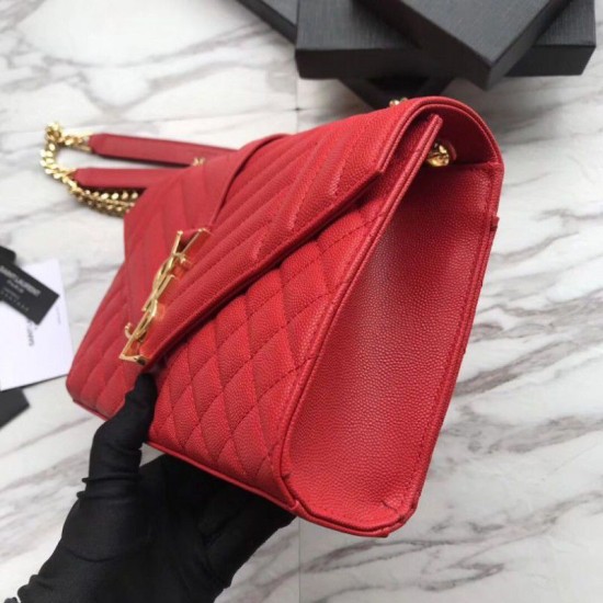 Replica YSL Saint Laurent Envelope Small Bag Grain Embossed Red Replica YSL Saint Laurent Envelope Small Bag Grain Embossed Red