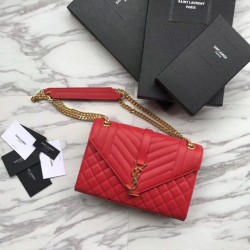 Replica YSL Saint Laurent Envelope Small Bag Grain Embossed Red