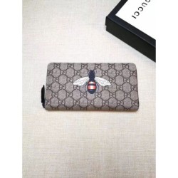 Replica Gucci Bee Print GG Supreme Zip Around Wallet 451273