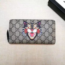 Replica Gucci Cat Print GG Supreme Zip Around Wallet 451273