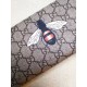 Replica Gucci Bee Print GG Supreme Zip Around Wallet 451273