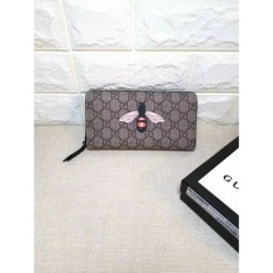 Replica Gucci Bee Print GG Supreme Zip Around Wallet 451273