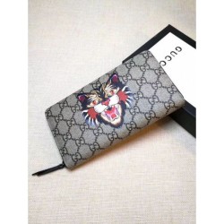Replica Gucci Cat Print GG Supreme Zip Around Wallet 451273