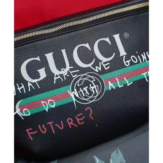 Replica Gucci Coco Capitan logo belt bag 493869 Black Fake Gucci Coco Capitan logo belt bag 493869 Black Replica