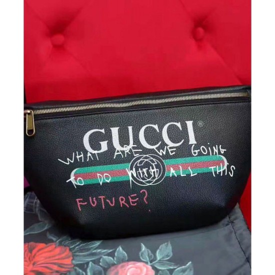 Replica Gucci Coco Capitan logo belt bag 493869 Black Fake Gucci Coco Capitan logo belt bag 493869 Black Replica