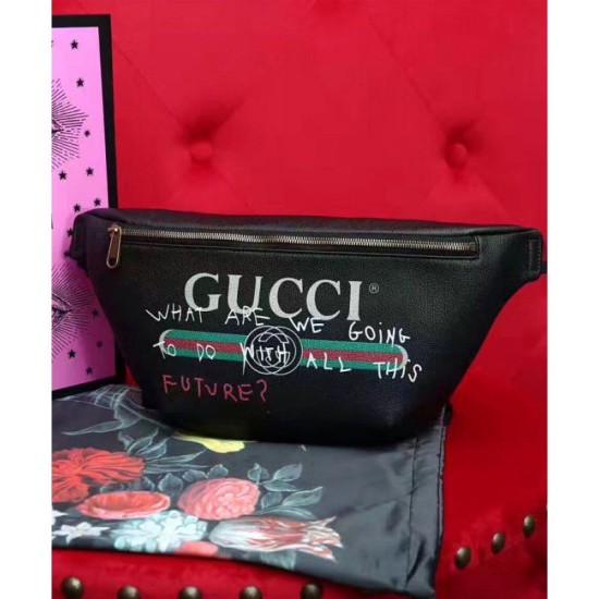 Replica Gucci Coco Capitan logo belt bag 493869 Black Fake Gucci Coco Capitan logo belt bag 493869 Black Replica