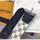 Replica Louis Vuitton M0040Q Reverso 40mm Reversible Mens Belt Damier Azur And Damier Graphite Canvas Buckle