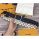 Replica Louis Vuitton M0040Q Reverso 40mm Reversible Mens Belt Damier Azur And Damier Graphite Canvas Buckle