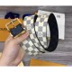 Fake Louis Vuitton M0040Q Reverso 40mm Reversible Mens Belt Damier Azur And Damier Graphite Canvas Gold Buckle Replica